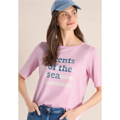 cecil T-Shirt mit Boatneck und Wording - Rosa - Damen - Size: 3XL XS S XL XXL L M cecil T-Shirt mit Boatneck und Wording - Rosa - Damen - Size: 3XL XS S XL XXL L M