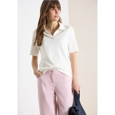 cecil Kurzarm Poloshirt in Unifarbe - Weiß - Damen - Size: XXL L XL M cecil Kurzarm Poloshirt in Unifarbe - Weiß - Damen - Size: XXL L XL M