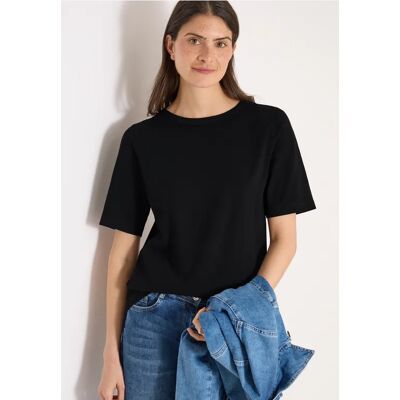cecil Kurzarm T-Shirt mit U-Boot-Ausschnitt - Schwarz - Damen - Size: XXL XS M S L XL cecil Kurzarm T-Shirt mit U-Boot-Ausschnitt - Schwarz - Damen - Size: XXL XS M S L XL