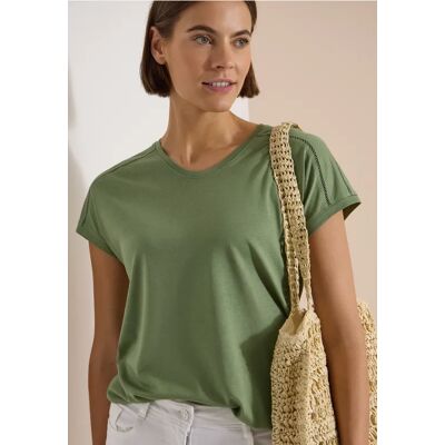 cecil T-Shirt mit V-Neck und Spitzendetail - Grün - Damen - Size: XXL XL S L cecil T-Shirt mit V-Neck und Spitzendetail - Grün - Damen - Size: XXL XL S L