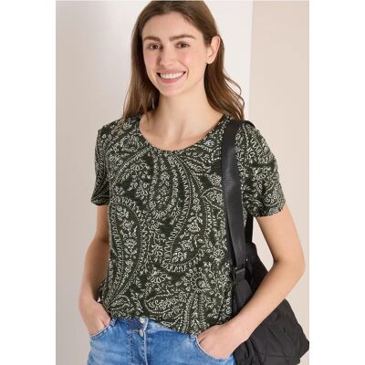 cecil T-Shirt mit Rundhals und Minimal Print - Grün - Damen - Size: XS M S XL L XXL cecil T-Shirt mit Rundhals und Minimal Print - Grün - Damen - Size: XS M S XL L XXL