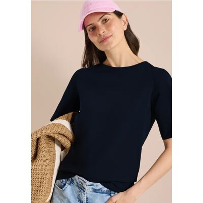 cecil Basic T-Shirt mit U-Boot-Ausschnitt - Blau - Damen - Size: XL S M XXL L cecil Basic T-Shirt mit U-Boot-Ausschnitt - Blau - Damen - Size: XL S M XXL L