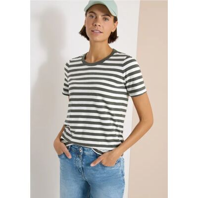 cecil T-Shirt mit Rundhals und Streifen - Grün - Damen - Size: XXL L XS XL cecil T-Shirt mit Rundhals und Streifen - Grün - Damen - Size: XXL L XS XL