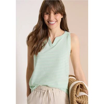 cecil Top mit Split Neck und Streifen - Grün - Damen - Size: L XL XXL M 3XL cecil Top mit Split Neck und Streifen - Grün - Damen - Size: L XL XXL M 3XL