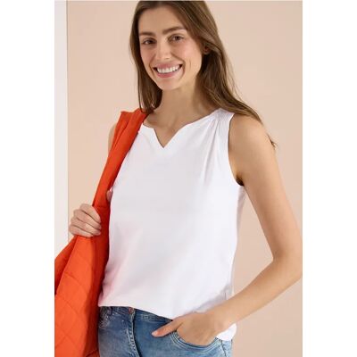 cecil Top mit Split Neck in Unifarbe - Weiß - Damen - Size: M XXL S XL L cecil Top mit Split Neck in Unifarbe - Weiß - Damen - Size: M XXL S XL L