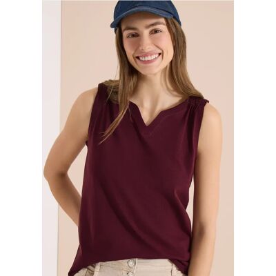 cecil Top mit Split Neck in Unifarbe - Rot - Damen - Size: L S XL XXL cecil Top mit Split Neck in Unifarbe - Rot - Damen - Size: L S XL XXL