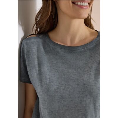 cecil T-Shirt aus Jersey im Garment Dye Look - Grau - Damen - Size: M L S XS XXL XL cecil T-Shirt aus Jersey im Garment Dye Look - Grau - Damen - Size: M L S XS XXL XL