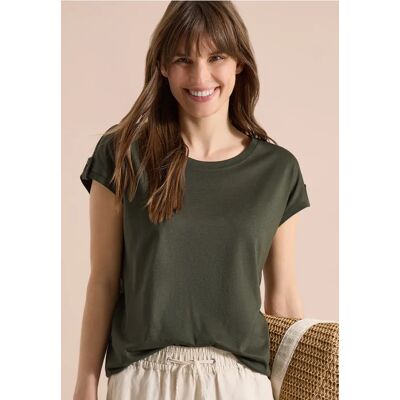 cecil T-Shirt mit Rundhals und Turn-Up-Detail - Grün - Damen - Size: L S XL 3XL XXL XS M cecil T-Shirt mit Rundhals und Turn-Up-Detail - Grün - Damen - Size: L S XL 3XL XXL XS M