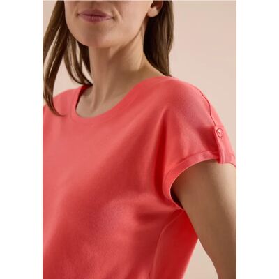 cecil T-Shirt mit Rundhals und Turn-Up-Detail - Orange - Damen - Size: 3XL L XL XS S XXL M cecil T-Shirt mit Rundhals und Turn-Up-Detail - Orange - Damen - Size: 3XL L XL XS S XXL M