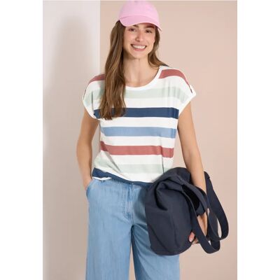 cecil T-Shirt mit Rundhals und Turn-Up-Detail - Weiß - Damen - Size: S L XXL XL M XS cecil T-Shirt mit Rundhals und Turn-Up-Detail - Weiß - Damen - Size: S L XXL XL M XS