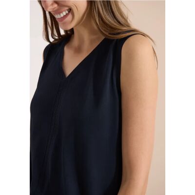cecil Top mit V-Neck und Crochet-Tape - Blau - Damen - Size: XS XXL L XL S cecil Top mit V-Neck und Crochet-Tape - Blau - Damen - Size: XS XXL L XL S