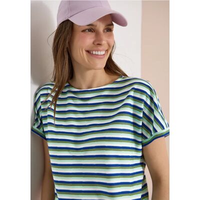 cecil Kurzarm Shirt mit Struktur und Streifen - Blau - Damen - Size: XL M S XS 3XL L XXL cecil Kurzarm Shirt mit Struktur und Streifen - Blau - Damen - Size: XL M S XS 3XL L XXL