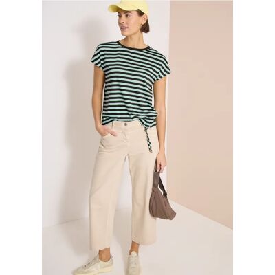 cecil T-Shirt mit Boat Neck und Streifen - Grün - Damen - Size: S M XXL 3XL XL L XS cecil T-Shirt mit Boat Neck und Streifen - Grün - Damen - Size: S M XXL 3XL XL L XS