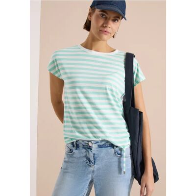 cecil T-Shirt mit Boat Neck und Streifen - Grün - Damen - Size: 3XL L M XXL XS XL S cecil T-Shirt mit Boat Neck und Streifen - Grün - Damen - Size: 3XL L M XXL XS XL S