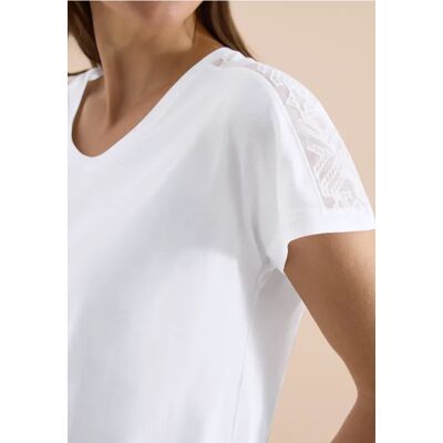 cecil Dropped Shoulder Shirt mit Spitzendetail - Weiß - Damen - Size: S M XL XS XXL L cecil Dropped Shoulder Shirt mit Spitzendetail - Weiß - Damen - Size: S M XL XS XXL L