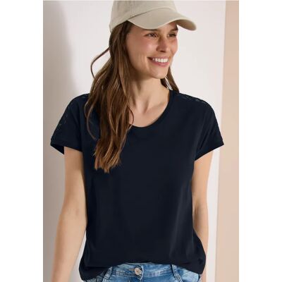 cecil Dropped Shoulder Shirt mit Spitzendetail - Blau - Damen - Size: XXL XL S M L XS cecil Dropped Shoulder Shirt mit Spitzendetail - Blau - Damen - Size: XXL XL S M L XS