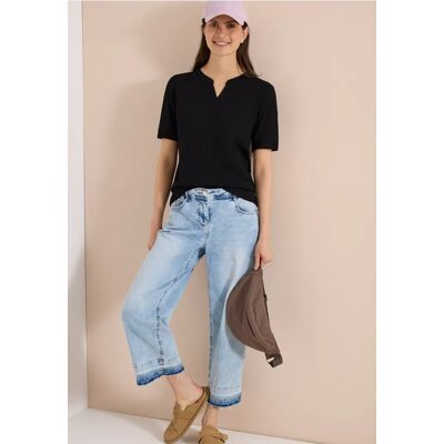 cecil T-Shirt mit Split Neck und Crochet-Tape - Schwarz - Damen - Size: M L XXL XL XS S cecil T-Shirt mit Split Neck und Crochet-Tape - Schwarz - Damen - Size: M L XXL XL XS S