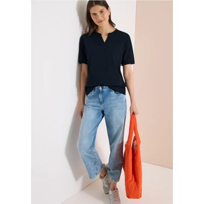 cecil T-Shirt mit Split Neck und Crochet-Tape - Blau - Damen - Size: XS L M XL S cecil T-Shirt mit Split Neck und Crochet-Tape - Blau - Damen - Size: XS L M XL S