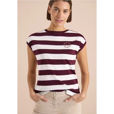 cecil T-Shirt mit Streifen und Printdetail - Rot - Damen - Size: XL L S XXL XS M cecil T-Shirt mit Streifen und Printdetail - Rot - Damen - Size: XL L S XXL XS M