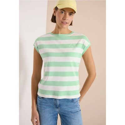 cecil T-Shirt mit Streifen und Printdetail - Grün - Damen - Size: S XS XXL L M XL cecil T-Shirt mit Streifen und Printdetail - Grün - Damen - Size: S XS XXL L M XL