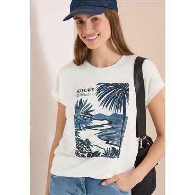 cecil T-Shirt mit Rundhals und Frontprint - Weiß - Damen - Size: XS L S M XXL XL cecil T-Shirt mit Rundhals und Frontprint - Weiß - Damen - Size: XS L S M XXL XL