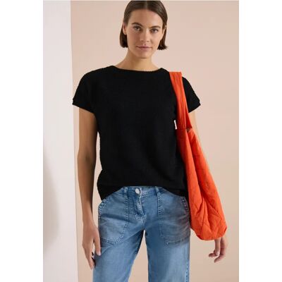 cecil T-Shirt mit Boatneck im Ajour-Look - Schwarz - Damen - Size: XS S 3XL XXL XL M L cecil T-Shirt mit Boatneck im Ajour-Look - Schwarz - Damen - Size: XS S 3XL XXL XL M L