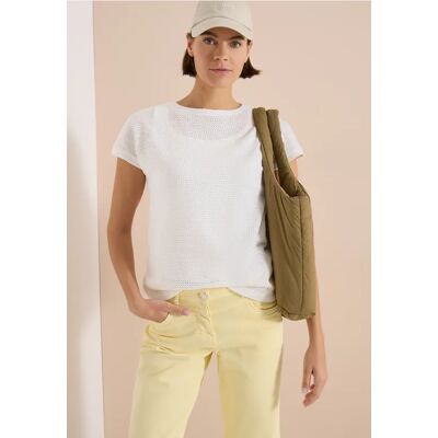 cecil T-Shirt mit Boatneck im Ajour-Look - Weiß - Damen - Size: L M S XXL XL XS 3XL cecil T-Shirt mit Boatneck im Ajour-Look - Weiß - Damen - Size: L M S XXL XL XS 3XL
