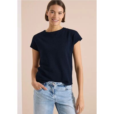 cecil T-Shirt mit Boatneck im Ajour-Look - Blau - Damen - Size: XXL XL M S XS 3XL L cecil T-Shirt mit Boatneck im Ajour-Look - Blau - Damen - Size: XXL XL M S XS 3XL L