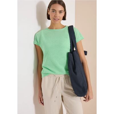 cecil T-Shirt mit Boatneck im Ajour-Look - Grün - Damen - Size: L XXL S XS M 3XL XL cecil T-Shirt mit Boatneck im Ajour-Look - Grün - Damen - Size: L XXL S XS M 3XL XL