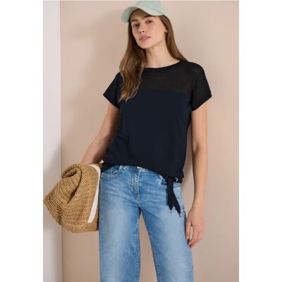 cecil T-Shirt mit Boatneck und Mesh-Einsatz - Blau - Damen - Size: L XL S M XS XXL cecil T-Shirt mit Boatneck und Mesh-Einsatz - Blau - Damen - Size: L XL S M XS XXL