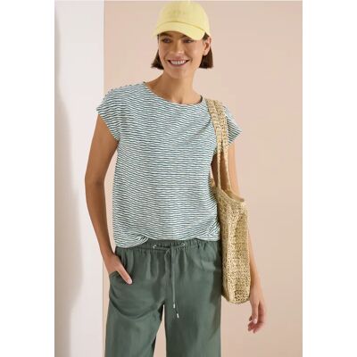 cecil T-Shirt mit U-Boot-Ausschnitt und Streifen - Grün - Damen - Size: S XXL XS L 3XL XL M cecil T-Shirt mit U-Boot-Ausschnitt und Streifen - Grün - Damen - Size: S XXL XS L 3XL XL M