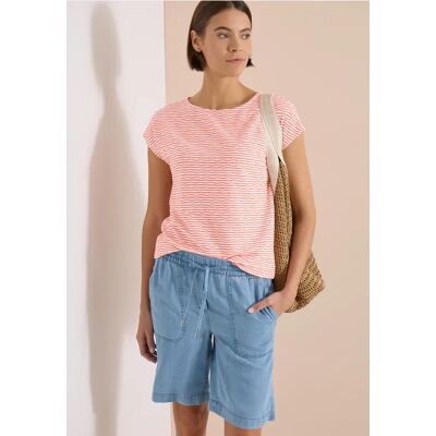 cecil T-Shirt mit U-Boot-Ausschnitt und Streifen - Orange - Damen - Size: 3XL XXL XL S M L cecil T-Shirt mit U-Boot-Ausschnitt und Streifen - Orange - Damen - Size: 3XL XXL XL S M L