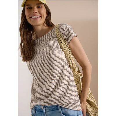 cecil T-Shirt mit U-Boot-Ausschnitt und Streifen - Braun - Damen - Size: XXL 3XL XL S L M XS cecil T-Shirt mit U-Boot-Ausschnitt und Streifen - Braun - Damen - Size: XXL 3XL XL S L M XS