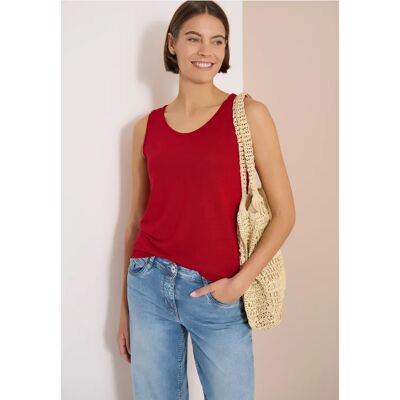 cecil Top mit gerundetem V-Neck und Flechtdetail - Rot - Damen - Size: M XXL XL S 3XL L cecil Top mit gerundetem V-Neck und Flechtdetail - Rot - Damen - Size: M XXL XL S 3XL L