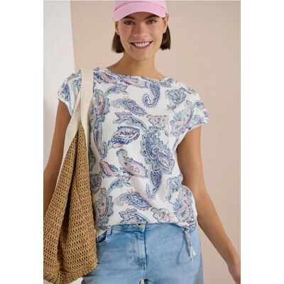 cecil Kurzarm Shirt mit Boat Neck und Raffung - Weiß - Damen - Size: XL XS XXL S L M 3XL cecil Kurzarm Shirt mit Boat Neck und Raffung - Weiß - Damen - Size: XL XS XXL S L M 3XL