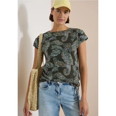 cecil Kurzarm Shirt mit Boat Neck und Raffung - Grün - Damen - Size: XL M XS XXL 3XL L S cecil Kurzarm Shirt mit Boat Neck und Raffung - Grün - Damen - Size: XL M XS XXL 3XL L S