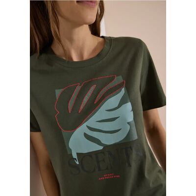 cecil T-Shirt mit Rundhals und Frontprint - Grün - Damen - Size: XS M 3XL S XL XXL L cecil T-Shirt mit Rundhals und Frontprint - Grün - Damen - Size: XS M 3XL S XL XXL L