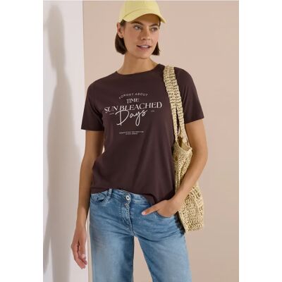 cecil T-Shirt mit Boat Neck und Wording Artwork - Braun - Damen - Size: XS M S XXL XL L cecil T-Shirt mit Boat Neck und Wording Artwork - Braun - Damen - Size: XS M S XXL XL L