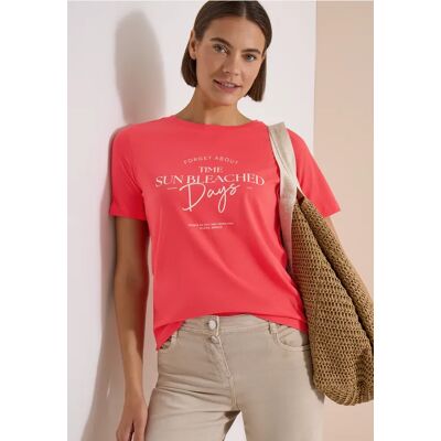 cecil T-Shirt mit Boat Neck und Wording Artwork - Orange - Damen - Size: XL XS XXL L M cecil T-Shirt mit Boat Neck und Wording Artwork - Orange - Damen - Size: XL XS XXL L M