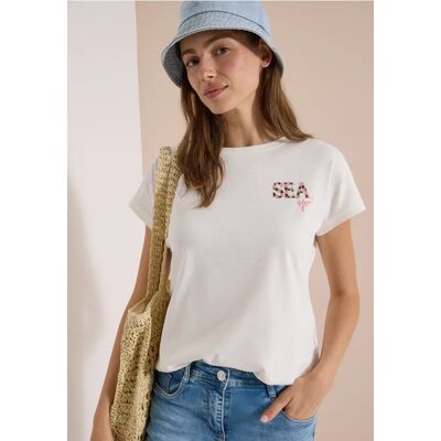 cecil T-Shirt mit Rundhals und Embroidery - Weiß - Damen - Size: M XL XXL XS S L cecil T-Shirt mit Rundhals und Embroidery - Weiß - Damen - Size: M XL XXL XS S L