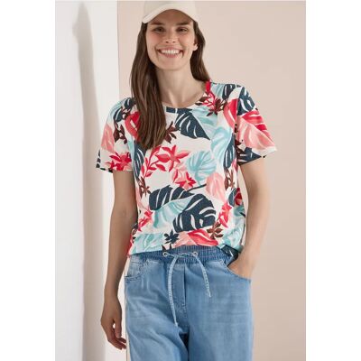 cecil T-Shirt mit Rundhals und Blätterprint - Weiß - Damen - Size: XS L S M XL XXL cecil T-Shirt mit Rundhals und Blätterprint - Weiß - Damen - Size: XS L S M XL XXL