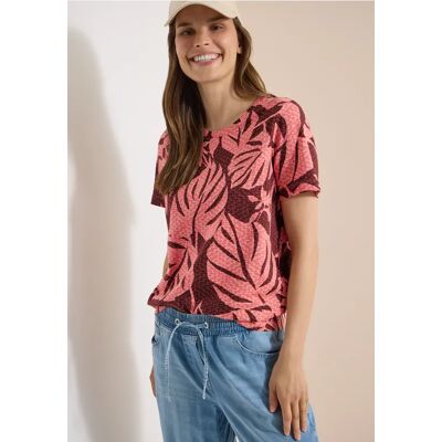 cecil T-Shirt mit Rundhals und Blätterprint - Orange - Damen - Size: L M XL S XXL XS cecil T-Shirt mit Rundhals und Blätterprint - Orange - Damen - Size: L M XL S XXL XS
