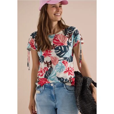 cecil T-Shirt mit Raffung und Print - Weiß - Damen - Size: M L XL XXL XS S cecil T-Shirt mit Raffung und Print - Weiß - Damen - Size: M L XL XXL XS S