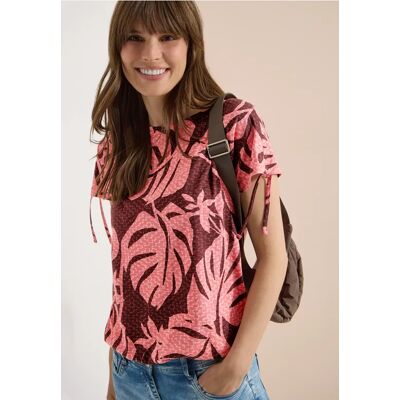 cecil T-Shirt mit Raffung und Print - Orange - Damen - Size: XS S XL XXL M L cecil T-Shirt mit Raffung und Print - Orange - Damen - Size: XS S XL XXL M L