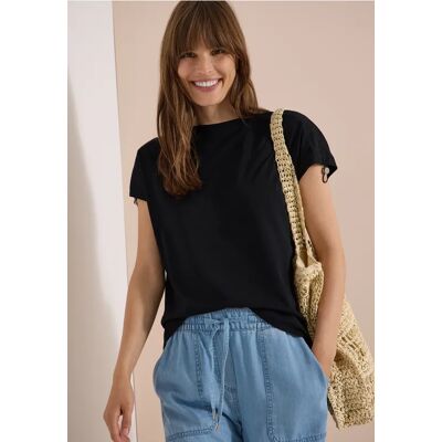 cecil T-Shirt mit Raffung in Unifarbe - Schwarz - Damen - Size: M XXL XS L XL S cecil T-Shirt mit Raffung in Unifarbe - Schwarz - Damen - Size: M XXL XS L XL S