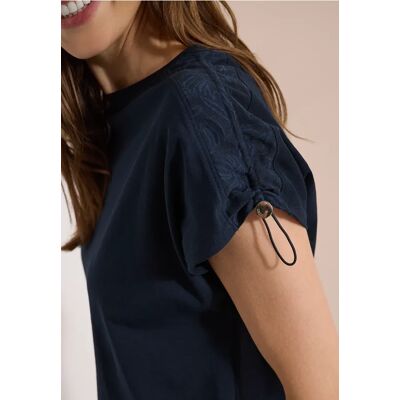 cecil T-Shirt mit Raffung in Unifarbe - Blau - Damen - Size: XS S M XXL L XL cecil T-Shirt mit Raffung in Unifarbe - Blau - Damen - Size: XS S M XXL L XL