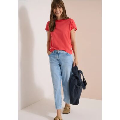 cecil T-Shirt mit Raffung in Unifarbe - Orange - Damen - Size: L M XXL XL S XS cecil T-Shirt mit Raffung in Unifarbe - Orange - Damen - Size: L M XXL XL S XS