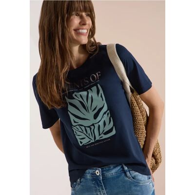 cecil T-Shirt mit Rundhals und Frontprint - Blau - Damen - Size: M S XS L XXL XL cecil T-Shirt mit Rundhals und Frontprint - Blau - Damen - Size: M S XS L XXL XL