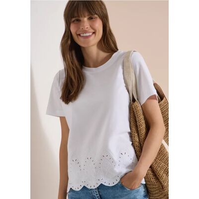 cecil T-Shirt mit Embroidery am Saum - Weiß - Damen - Size: XXL XS XL M L cecil T-Shirt mit Embroidery am Saum - Weiß - Damen - Size: XXL XS XL M L