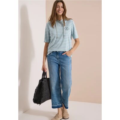 cecil Kurzarm Kapuzenshirt mit Streifen - Blau - Damen - Size: S M XXL L XL XS cecil Kurzarm Kapuzenshirt mit Streifen - Blau - Damen - Size: S M XXL L XL XS